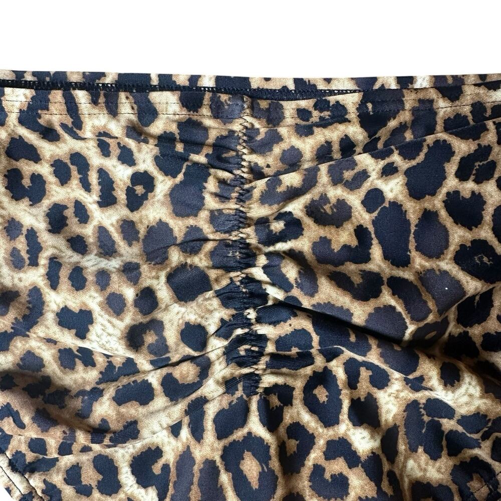 Smart & Sexy Swim Leopard Ruched Back Sexy‎ Cheeky Swim Bikini Bottom Size L - Picture 5 of 5